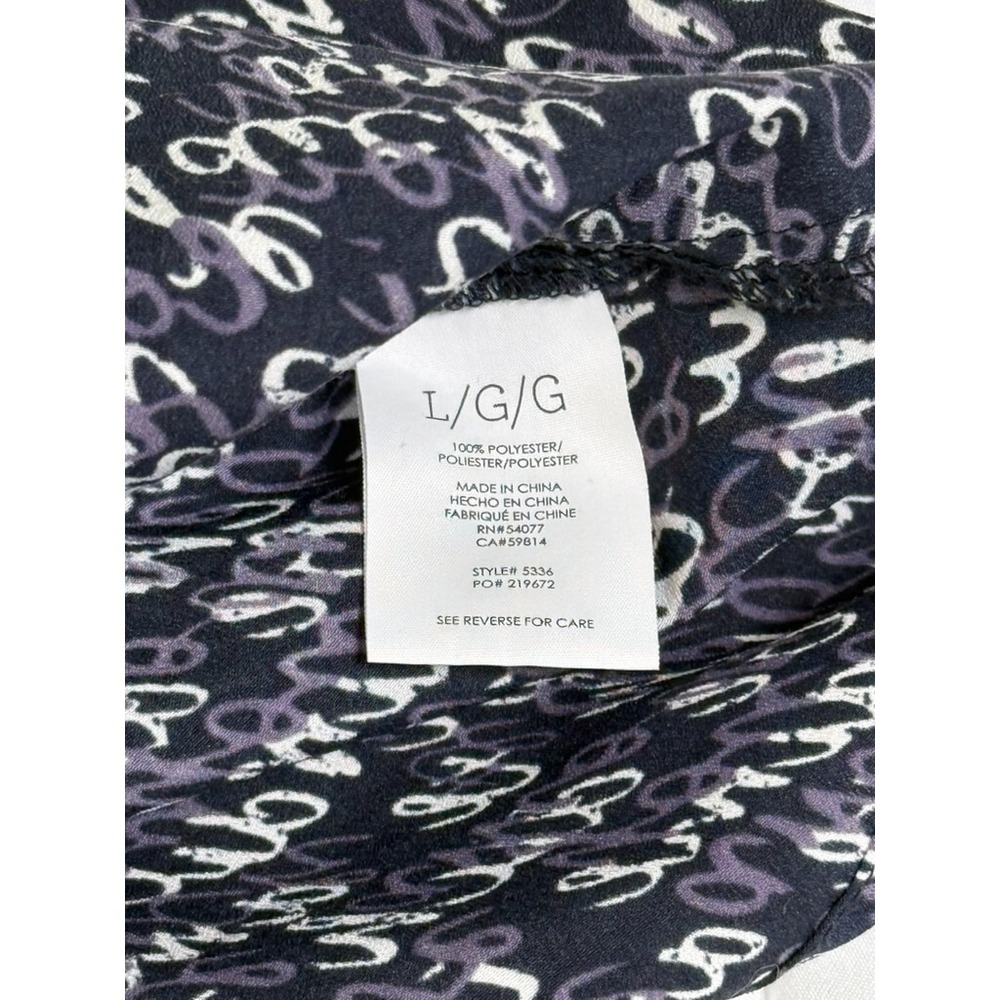 CAbi 5336 Blouse Womens Large Blue/Purple Te Amo Bishop Sleeve Shirt Print Flowy - Picture 8 of 9